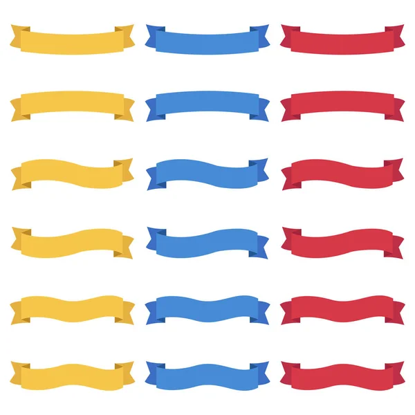 Πολύχρωμη Κορδέλα Διαφόρων Σχημάτων Τρία Χρώματα Κίτρινο Μπλε Κόκκινο — Διανυσματικό Αρχείο