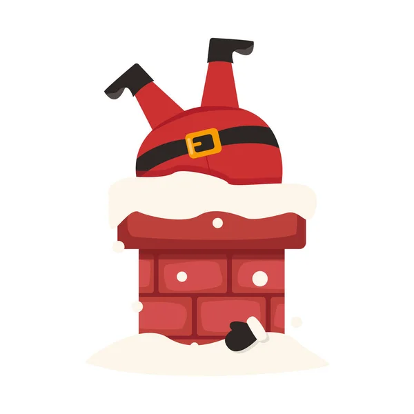 Divertido Vector Santa Claus Atrapado Chimenea — Vector de stock