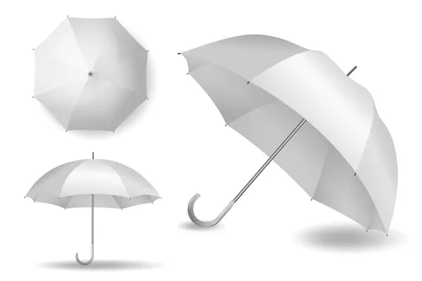 Kolekce Deštníků Mockups Realistickém Designu Černobílý Obraz Lehkým Deštníkem Různých Stock Ilustrace