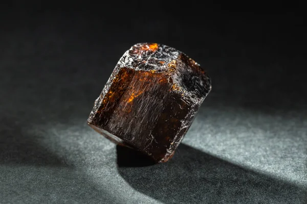 Неполированный Коричневый Дракон Турмалин Crystal Back Lit Черном Фоне — стоковое фото