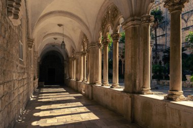 Dubrovnik Dominican Monastery Gothic Courtyard of 15th century clipart