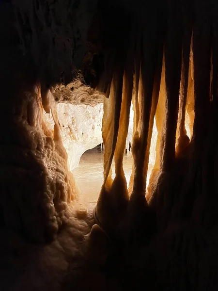 Grotte Frasassi Krasowa Jaskinia Stalaktytami Stalagmitami Genga Marche Włochy Formacje — Zdjęcie stockowe