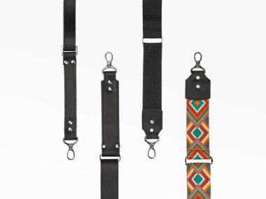 Dört Çürütülebilir ve Ayarlanabilir Deri ve Jacquard Tekstil Çanta Kayışları Üst Görünümü