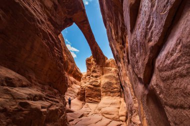 The breathtaking Fiery Furnace and Surprise Arch in Utah, USA, features stunning red rock formations and arches, perfect for hiking and nature photography enthusiasts clipart