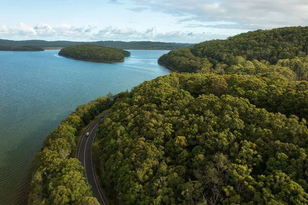 stock image Aerial view of The Lakes Way and the scenic Smiths Lake at Tarbuck Bay, NSW, Australia.