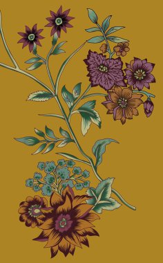 it's a unique digital Traditional Geometric Ethnic border, floral leaves baroque pattern and Mughal art elements, Abstract texture motif, and vintage Ornament artwork combination for textile printing.