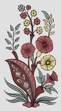 it's a unique digital Traditional Geometric Ethnic border, floral leaves baroque pattern and Mughal art elements, Abstract texture motif, and vintage Ornament artwork combination for textile printing.