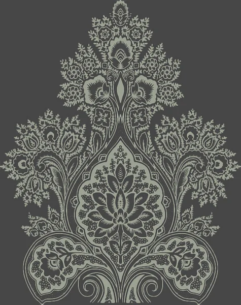 Egyedülálló Digitális Hagyományos Geometrikus Etnikai Határ Virágos Levelek Barokk Minta — Stock Fotó