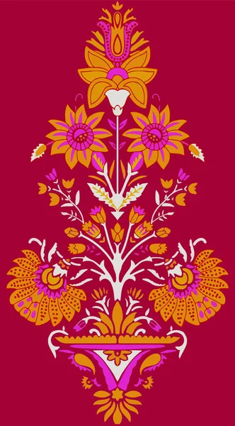 Unique Digital Traditional Geometric Ethnic Border Floral Leaves Baroque Pattern — 图库照片