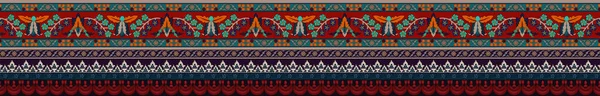 Unique Digital Traditional Geometric Ethnic Border Floral Leaves Baroque Pattern — 图库照片