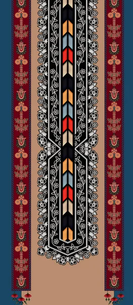 Unique Digital Traditional Geometric Ethnic Border Floral Leaves Baroque Pattern — Stockfoto