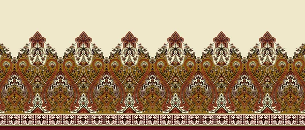 Unique Digital Traditional Geometric Ethnic Border Floral Leaves Baroque Pattern — Fotografia de Stock