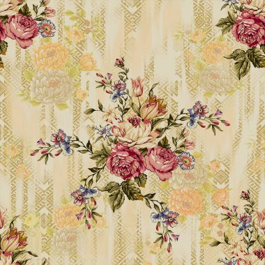 it's a unique digital Traditional Geometric Ethnic border, floral leaves baroque pattern and Mughal art elements, Abstract texture motif, and vintage Ornament artwork combination for textile printing.