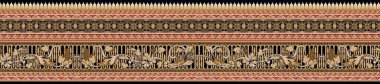 it's a unique digital Traditional Geometric Ethnic border, floral leaves baroque pattern and Mughal art elements, Abstract texture motif, and vintage Ornament artwork combination for textile printing.