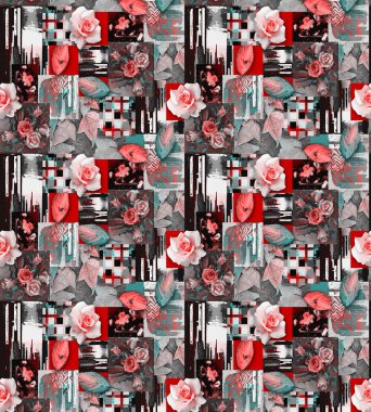 it's a unique digital Traditional Geometric Ethnic border, floral leaves baroque pattern and Mughal art elements, Abstract texture motif, and vintage Ornament artwork combination for textile printing.