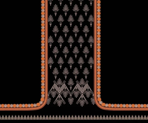 Unique Digital Traditional Geometric Ethnic Border Floral Leaves Baroque Pattern — Stock Fotó