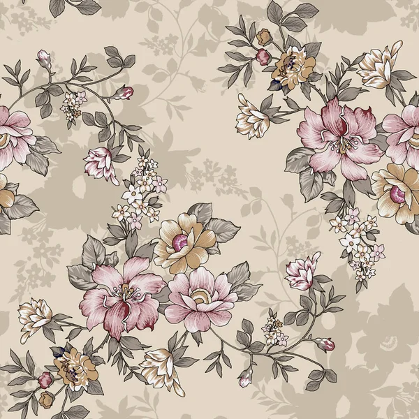 Unique Digital Traditional Geometric Ethnic Border Floral Leaves Baroque Pattern — 图库照片