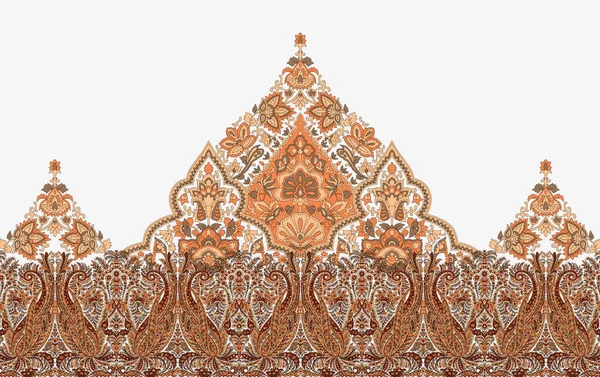 Unique Digital Traditional Geometric Ethnic Border Floral Leaves Baroque Pattern — Stok Foto
