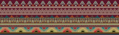 it's a unique digital Traditional Geometric Ethnic border, floral leaves baroque pattern and Mughal art elements, Abstract texture motif, and vintage Ornament artwork combination for textile printing.