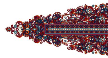 it's a unique digital Traditional Geometric Ethnic border, floral leaves baroque pattern and Mughal art elements, Abstract texture motif, and vintage Ornament artwork combination for textile printing.