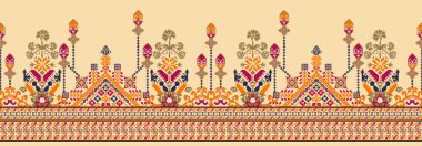 it's a unique digital Traditional Geometric Ethnic border, floral leaves baroque pattern and Mughal art elements, Abstract texture motif, and vintage Ornament artwork combination for textile printing.
