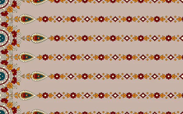 Unique Digital Traditional Geometric Ethnic Border Floral Leaves Baroque Pattern — Stock fotografie
