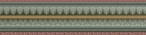 Unique Digital Traditional Geometric Ethnic Border Floral Leaves Baroque Pattern — Stock Fotó