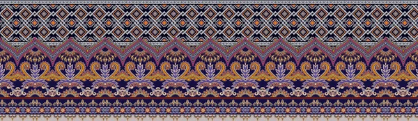 Unique Digital Traditional Geometric Ethnic Border Floral Leaves Baroque Pattern — ストック写真