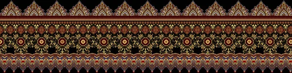 Unique Digital Traditional Geometric Ethnic Border Floral Leaves Baroque Pattern — Stock Photo, Image