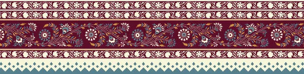 Unique Digital Traditional Geometric Ethnic Border Floral Leaves Baroque Pattern — Fotografia de Stock