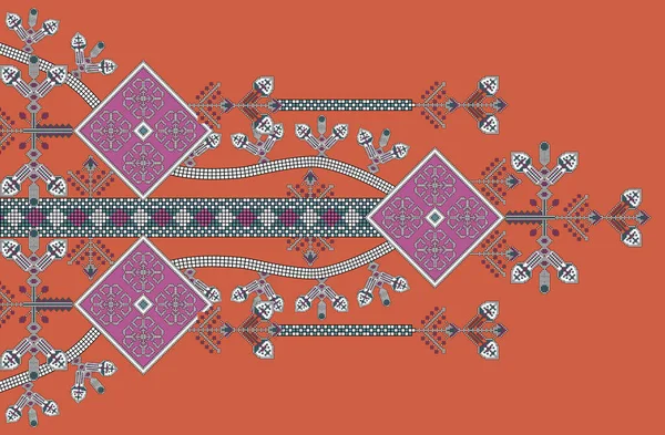 Уникальная Цифровая Традиционная Геометрическая Граница Цветочные Листья Барокко Элементы Могольского — стоковое фото