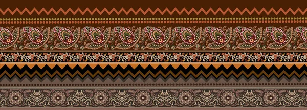 Unique Digital Traditional Geometric Ethnic Border Floral Leaves Baroque Pattern Photo De Stock