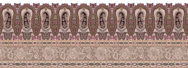 it's a unique digital Traditional Geometric Ethnic border, floral leaves baroque pattern and Mughal art elements, Abstract texture motif, and vintage Ornament artwork combination for textile printing.