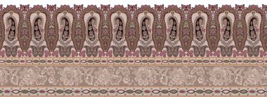 it's a unique digital Traditional Geometric Ethnic border, floral leaves baroque pattern and Mughal art elements, Abstract texture motif, and vintage Ornament artwork combination for textile printing. clipart