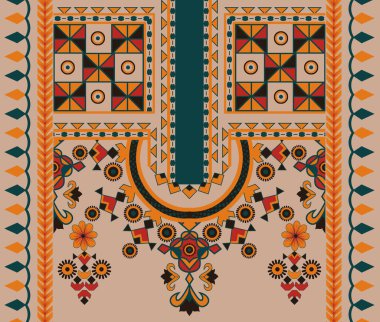 it's a unique digital Traditional Geometric Ethnic border, floral leaves baroque pattern and Mughal art elements, Abstract texture motif, and vintage Ornament artwork combination for textile printing.