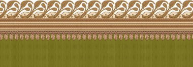 it's a unique digital Traditional Geometric Ethnic border, floral leaves baroque pattern and Mughal art elements, Abstract texture motif, and vintage Ornament artwork combination for textile printing.