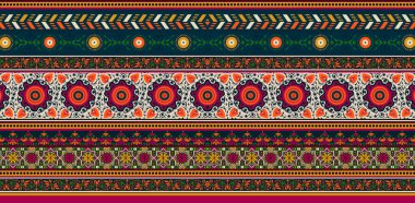 it's a unique digital Traditional Geometric Ethnic border, floral leaves baroque pattern and Mughal art elements, Abstract texture motif, and vintage Ornament artwork combination for textile printing.