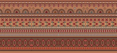 it's a unique digital Traditional Geometric Ethnic border, floral leaves baroque pattern and Mughal art elements, Abstract texture motif, and vintage Ornament artwork combination for textile printing.