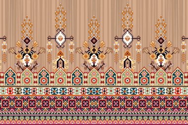 it's a unique digital Traditional Geometric Ethnic border, floral leaves baroque pattern and Mughal art elements, Abstract texture motif, and vintage Ornament artwork combination for textile printing.