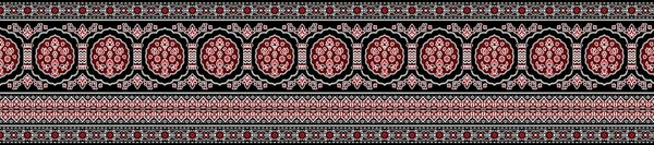 Unique Digital Traditional Geometric Ethnic Border Floral Leaves Baroque Pattern — Foto de Stock