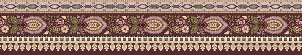 它是一个独特的数字传统几何民族边界 花卉叶子 巴洛克图案和木乃伊艺术元素 抽象质感主题 古老的装饰品组合用于纺织品印刷 — 图库照片