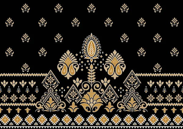 Unique Digital Traditional Geometric Ethnic Border Floral Leaves Baroque Pattern Images De Stock Libres De Droits