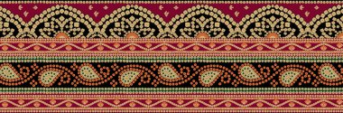 it's a unique digital Traditional Geometric Ethnic border, floral leaves baroque pattern and Mughal art elements, Abstract texture motif, and vintage Ornament artwork combination for textile printing.