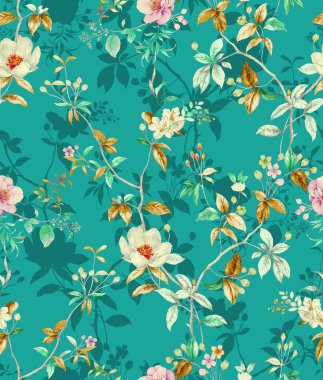 Kusursuz soyut çiçek desenli duvar kağıdı desenli kusursuz el desenli çiçek ve botanik desenli 