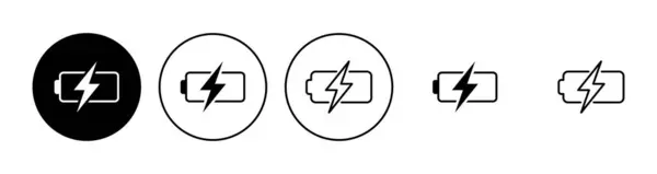 Набор Значков Батареи Уровень Заряда Батареи Значок Зарядки Батареи — стоковый вектор