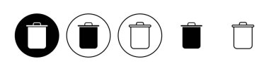 Çöp simgesi seti. Çöp kutusu simgesi. Simge vektörünü sil. çöp