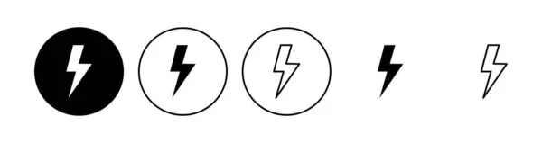 Набор Значков Молнии Электрический Иконный Вектор Значок Силы Энергетический Знак — стоковый вектор