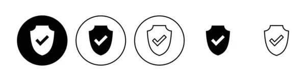 屏蔽检查标志图标集 保护许可标志 安全图标向量 — 图库矢量图片