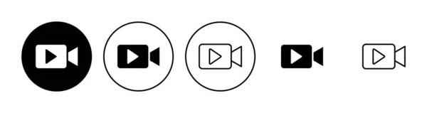 Набір Піктограм Відео Вектор Піктограми Відеокамери Фільм Знак Кінотеатр — стоковий вектор
