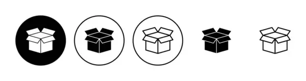 Burk Ikon Set Box Vektor Ikon Förpackning Paket — Stock vektor
